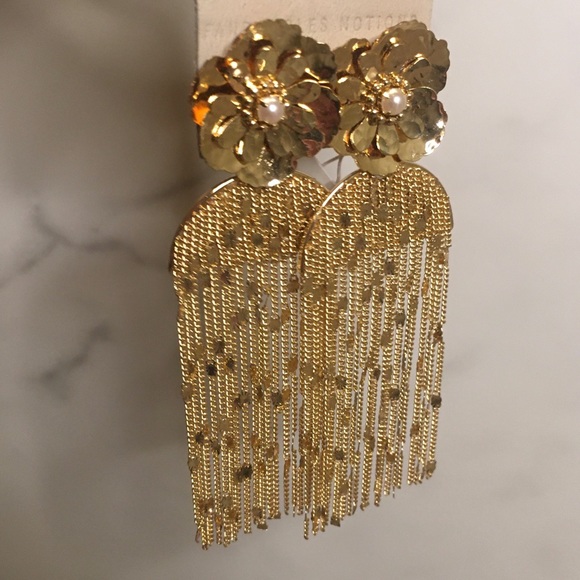 NWT Anthropologie Fringed Floral Drop Earrings - Picture 6 of 12